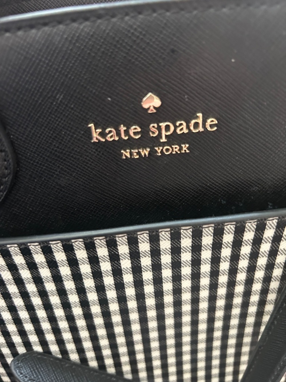 kate spade Madison Jazzy Black & White Gingham Tote Satchel crossbody bag - Picture 9 of 10